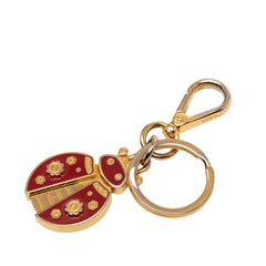 プラダ てんとう虫 モチーフ キーホルダー チャーム ゴールド メッキ エナメル レディース PRADA 【中古】