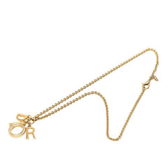 ディオール ロゴ ネックレス ゴールド メッキ ラインストーン レディース Dior 中古