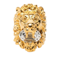 グッチ タイガーヘッド リング 指輪 #13 ゴールド メッキ ラインストーン レディース GUCCI 【中古】