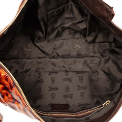 グッチ ヒステリア クレストロゴ アニマル柄 レオパード クラッチバッグ 197015 ブラウン エナメル レディース GUCCI 【中古】