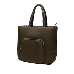 プラダ 三角ロゴプレート トートバッグ ショルダーバッグ 2WAY カーキ グリーン ナイロン レザー レディース PRADA 【中古】