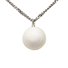 シャネル ココマーク ボール ネックレス ホワイト クリア シルバー 樹脂系 メタル レディース CHANEL 【中古】
