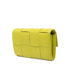 ボッテガヴェネタ マキシイントレチャート 長財布 グリーン レザー レディース BOTTEGAVENETA 【中古】