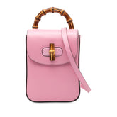 グッチ バンブー ミニ リュック バックパック 702106 ピンク レザー レディース GUCCI 中古