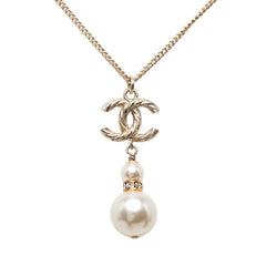 シャネル ココマーク ネックレス ゴールド メッキ フェイクパール ラインストーン レディース CHANEL 【中古】