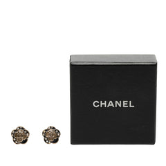 シャネル カメリア ココマーク パール ピアス ゴールド ブラック メッキ ラインストーン レディース CHANEL 【中古】