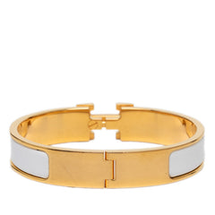 エルメス クリックH PM ブレスレット バングル ゴールド ホワイト メッキ レディース HERMES 【中古】