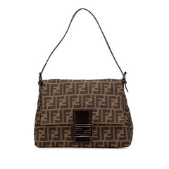 フェンディ ズッカ マンマバケット ワンショルダーバッグ ハンドバッグ 26325 ブラウン キャンバス レザー レディース FENDI 【中古】