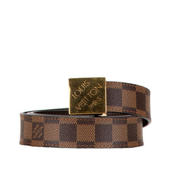 ルイ ヴィトン ダミエ サンチュール キャレ ベルト サイズ:90/36 M6944V ブラウン ゴールド PVC メッキ メンズ LOUIS VUITTON 【中古】