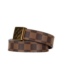 ルイ ヴィトン ダミエ サンチュール キャレ ベルト サイズ:90/36 M6944V ブラウン ゴールド PVC メッキ メンズ LOUIS VUITTON 【中古】