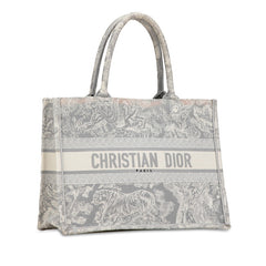 ディオール ブックトート ミディアム エンブロイダリー ハンドバッグ トートバッグ グレー キャンバス レディース Dior 【中古】