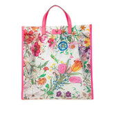 グッチ フローラ テクスチャード ハンドバッグ トートバッグ 548713 クリア ピンク マルチカラー ビニール レザー レディース GUCCI 【中古】