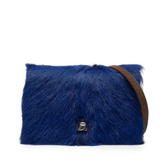 シャネル ココマーク マトラッセ チェーンショルダーバッグ ブルー ファー レザー レディース CHANEL 【中古】