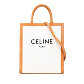 セリーヌ バーティカル カバ スモール トートバッグ ショルダーバッグ 2WAY ナチュラル タン キャンバス レザー レディース CELINE 【中古】