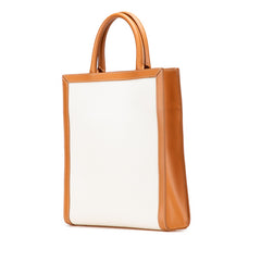 セリーヌ バーティカル カバ スモール トートバッグ ショルダーバッグ 2WAY ナチュラル タン キャンバス レザー レディース CELINE 【中古】