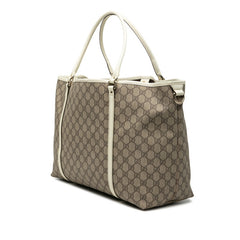 グッチ GGスプリーム トートバッグ 197954 ベージュ ホワイト PVC レザー レディース GUCCI 【中古】