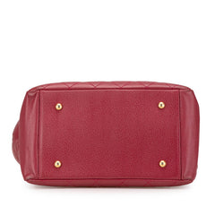 シャネル マトラッセ ココマーク チェーン ショルダーバッグ レッド キャビアスキン レディース CHANEL 【中古】