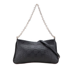 グッチ GGエンブレム ミディアム チェーンハンドバッグ ショルダーバッグ 2WAY 815277 ブラック レザー レディース GUCCI 中古