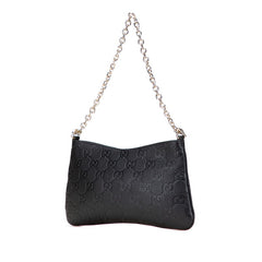 グッチ GGエンブレム ミディアム チェーンハンドバッグ ショルダーバッグ 2WAY 815277 ブラック レザー レディース GUCCI 中古
