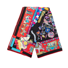 エルメス カレ90 fantaisies indiennes 眩惑のインド スカーフ レッド マルチカラー シルク レディース HERMES 【中古】