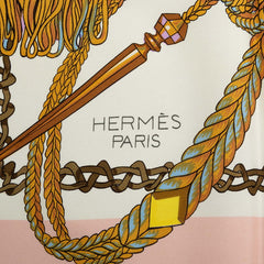 エルメス カレ90 Le Timbalier ティンパニ奏者 スカーフ ライトピンク マルチカラー シルク レディース HERMES 中古