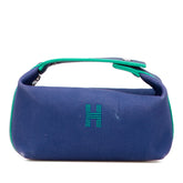 エルメス ブリッド ア ブラックPM ハンドバッグ ポーチ ブルーマリン コットン レディース HERMES 【中古】