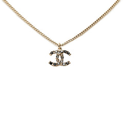 シャネル ココマーク ラインストーン ネックレス ゴールド ブラック メッキ フェイクパール レディース CHANEL 【中古】