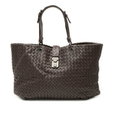 ボッテガヴェネタ イントレチャート トートバッグ ハンドバッグ ブラウン レザー レディース BOTTEGAVENETA 【中古】