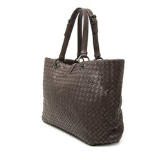 ボッテガヴェネタ イントレチャート トートバッグ ハンドバッグ ブラウン レザー レディース BOTTEGAVENETA 【中古】