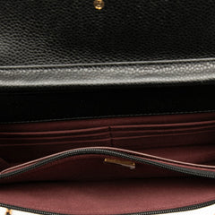 シャネル マトラッセ ココマーク チェーンウォレット ショルダーバッグ ブラック キャビアスキン レディース CHANEL 【中古】