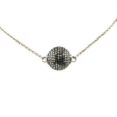 シャネル ココマーク ミラーボール ネックレス シルバー ブラック メタル レディース CHANEL 中古