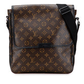 ルイ ヴィトン モノグラムマカサー バスMM 斜め掛け ショルダーバッグ M56715 ブラウン ブラック PVC レザー レディース LOUIS VUITTON 【中古】