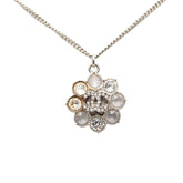 シャネル ココマーク フラワー 花 チェーン ペンダント ネックレス B16V シルバー メタル ラインストーン レディース CHANEL 【中古】