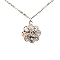 シャネル ココマーク フラワー 花 チェーン ペンダント ネックレス B16V シルバー メタル ラインストーン レディース CHANEL 【中古】
