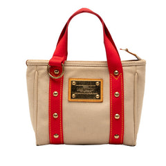 ルイ ヴィトン アンティグア カバPM ハンドバッグ M40038 ベージュ レッド キャンバス レザー レディース LOUIS VUITTON 【中古】