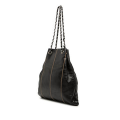 シャネル ココマーク フリンジ チェーン ハンドバッグ ショルダーバッグ ブラック レザー レディース CHANEL 【中古】