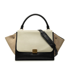セリーヌ トラペーズ ハンドバッグ ショルダーバッグ 2WAY チョークグレー ベージュ ブラック レザー レディース CELINE 【中古】