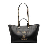 シャネル ドーヴィル ロゴスタッズ トートバッグ ショルダーバッグ 2WAY 30077 ブラック キャビアスキン レディース CHANEL 【中古】