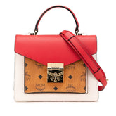 エム シー エム ヴィセトス ハンドバッグ ショルダーバッグ 2WAY ベージュ ホワイト レッド PVC レザー レディース MCM 【中古】