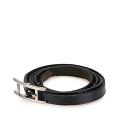 エルメス アピ3 ロング ブレスレット チョーカー ブラック シルバー レザー レディース HERMES 【中古】