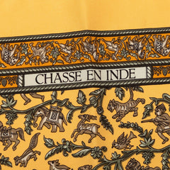 エルメス カレ45 CHASSE EN INDE インドの狩猟 スカーフ イエロー系 マルチカラー シルク レディース HERMES 【中古】