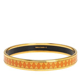 エルメス エマイユPM ダイヤ モチーフ バングル オレンジ ゴールド メッキ レディース HERMES 【中古】