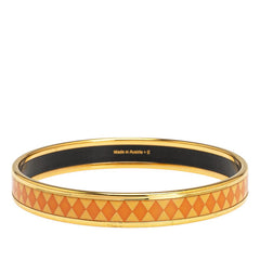 エルメス エマイユPM ダイヤ モチーフ バングル オレンジ ゴールド メッキ レディース HERMES 【中古】
