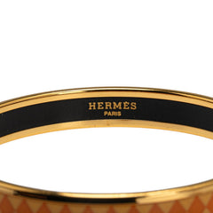 エルメス エマイユPM ダイヤ モチーフ バングル オレンジ ゴールド メッキ レディース HERMES 【中古】