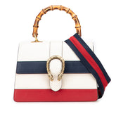 グッチ ディオニュソス バンブー ハンドバッグ ショルダーバッグ 2WAY 448075 ホワイト レッド ネイビー レザー レディース GUCCI 【中古】