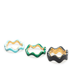 フェンディ リング 指輪 3点セット サイズ:S ゴールド ブラック ブルー グリーン メッキ レディース FENDI 【中古】