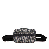 ディオール トロッター ボディバッグ ネイビー ブラック キャンバス レザー レディース Dior 【中古】