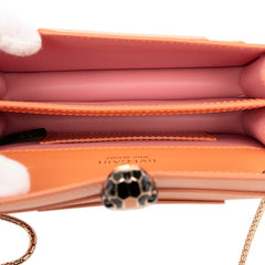 ブルガリ セルペンティ フォーエバー チェーン ショルダーバッグ オレンジ ピンク レザー レディース BVLGARI 【中古】