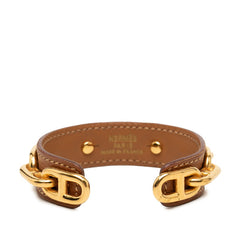 エルメス シェーヌダンクル バングル ゴールド ブラウン メッキ レザー レディース HERMES 【中古】