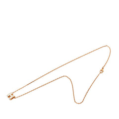 エルメス ミニ ポップアッシュ ポップH ペンダント ネックレス ピンクゴールド ホワイト メッキ エナメル レディース HERMES 【中古】